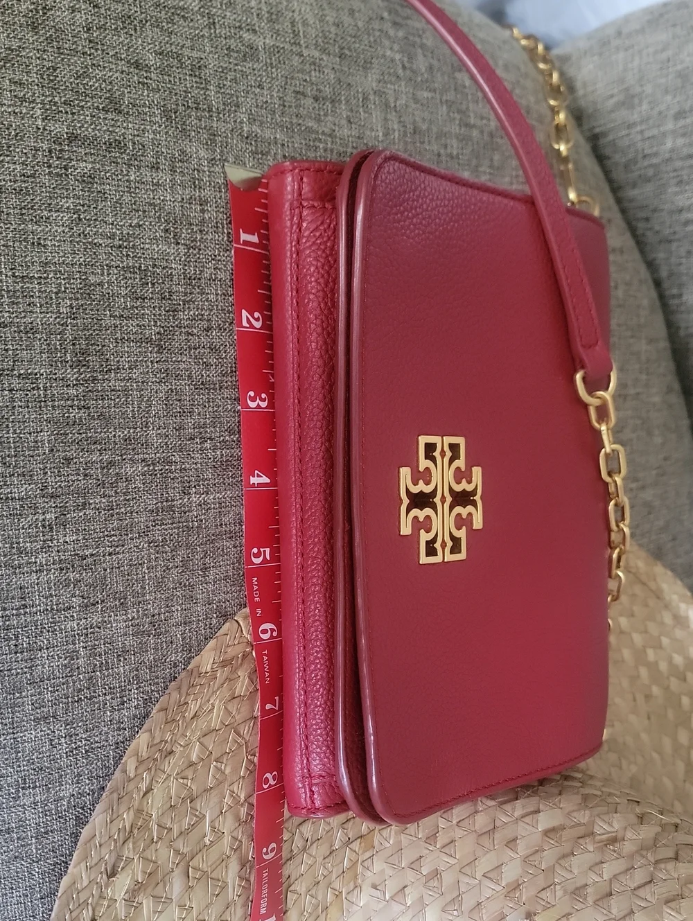 Tory Burch Red Leather Gold Chain Shoulder Bag - Rare Medium Size